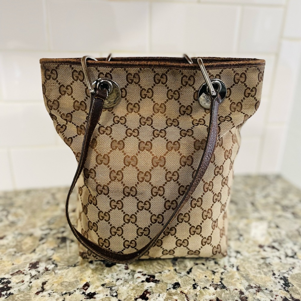 Gucci Beige Brown Monogram Shoulder Bag